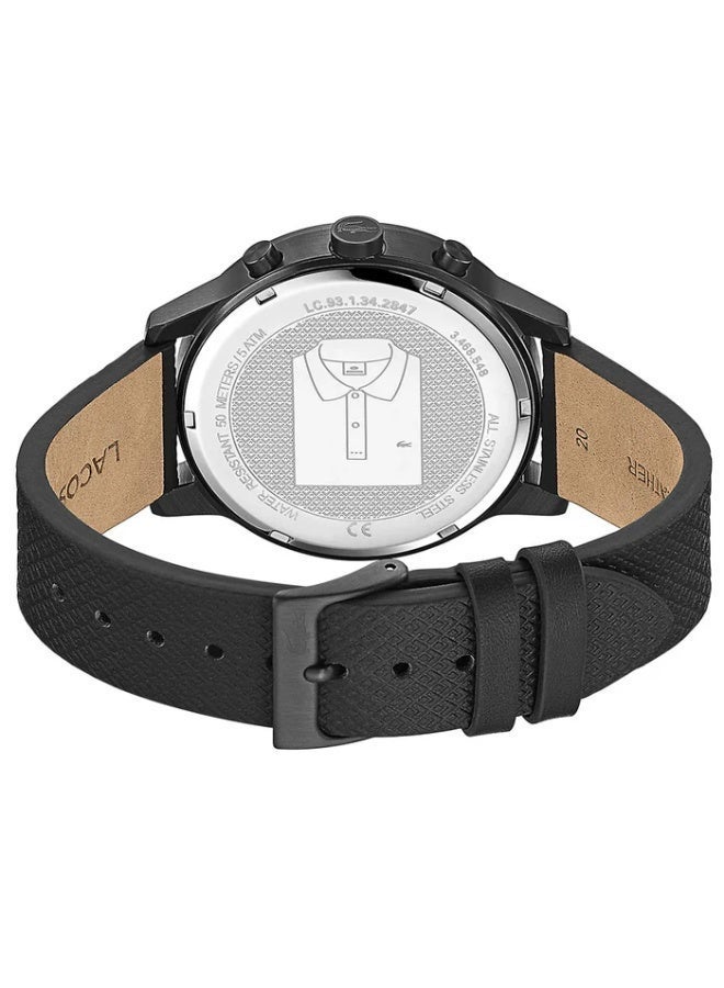 Lacoste Men’s Watch 2010997 – Black Dial with Leather Strap - Image 3
